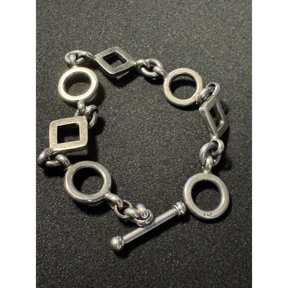 925 7in Toggle Clasp Circle & Triangle Bracelet 26grams - Picture 1 of 4